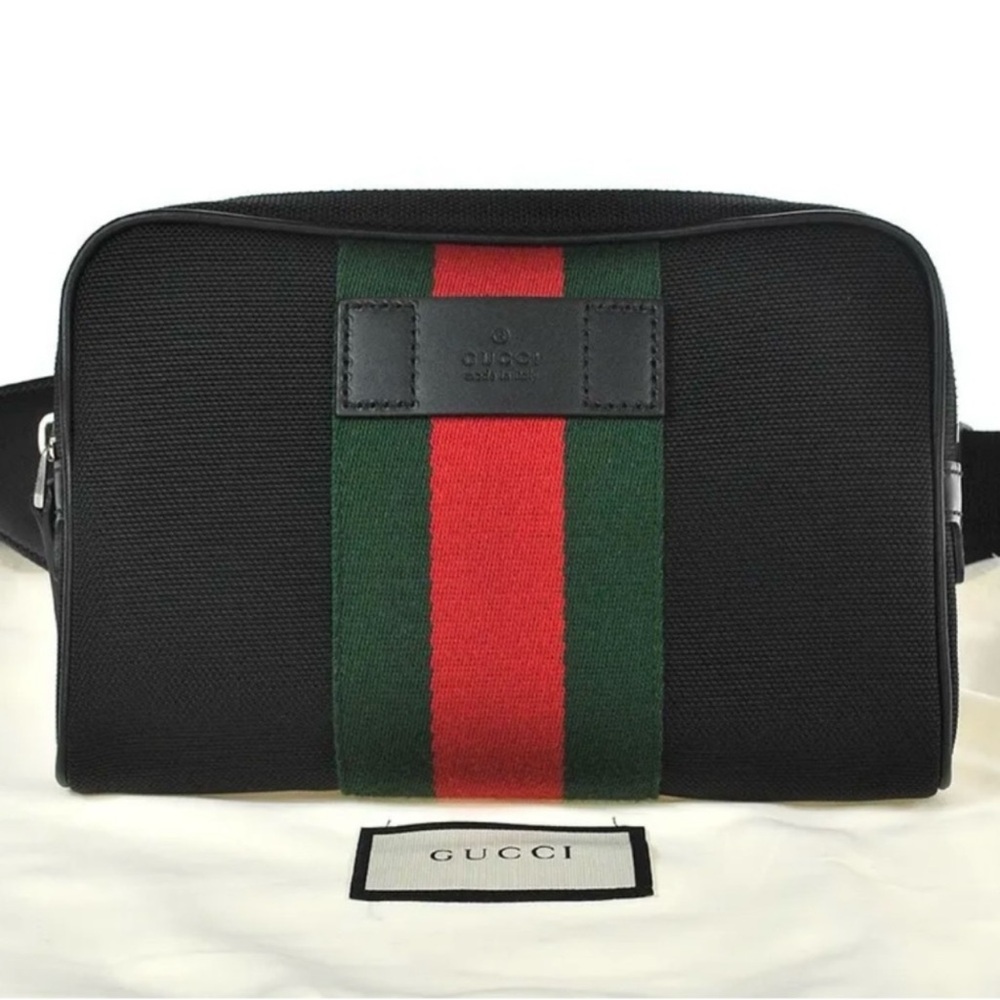 Gucci Black Web Belt Bag, Brand New comes with Dust Bag!  W 9.1” x H 5.9” D 2.0”